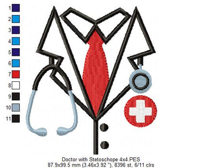 Doctor with Stethoscope - Applique - Machine Embroidery Design