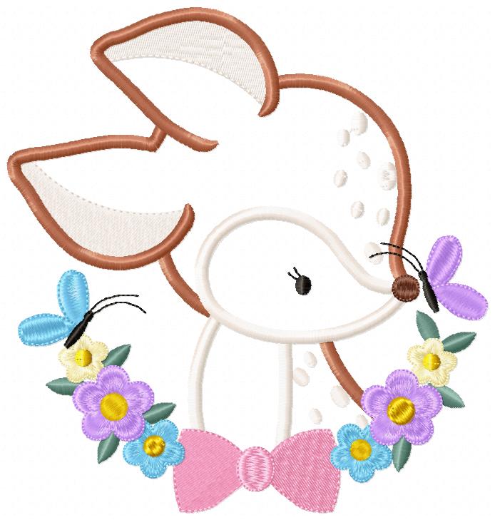 Doe Flowers Little Deer - Applique - Machine Embroidery Design