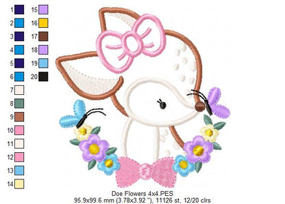Doe Flowers - Little Deer - Applique