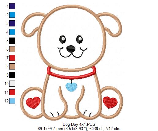 Dog Boy - Applique - Machine Embroidery Design