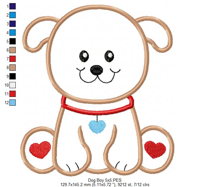 Dog Boy - Applique - Machine Embroidery Design