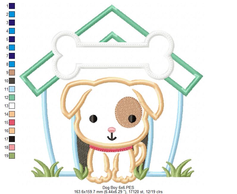 Dog Boy and Girl Puppy House - Set of 2 designs - Applique