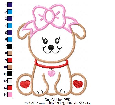 Dog Girl - Applique - Machine Embroidery Design