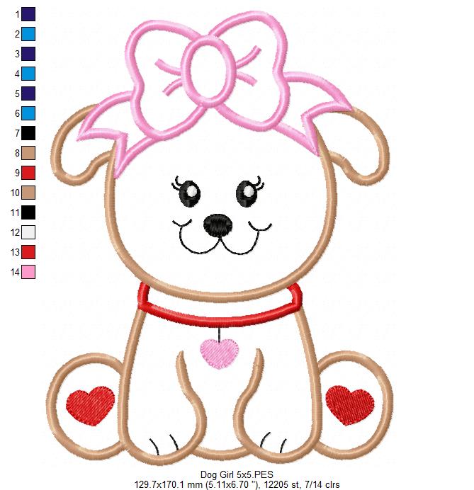 Dog Girl - Applique - Machine Embroidery Design
