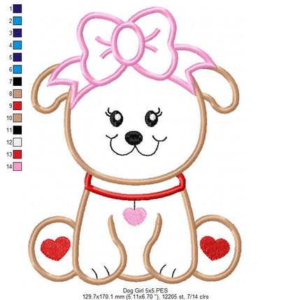 Dog Girl - Applique - Machine Embroidery Design