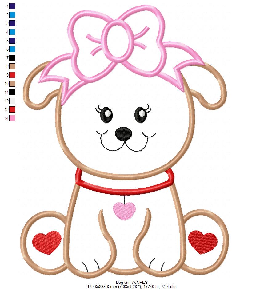 Dog Girl - Applique - Machine Embroidery Design