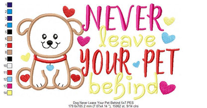 Never Leave Your Pet Behind - Dog - Applique