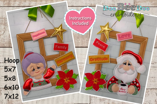 Mr and Mrs Claus in the Window - ITH Project - Machine Embroidery Design