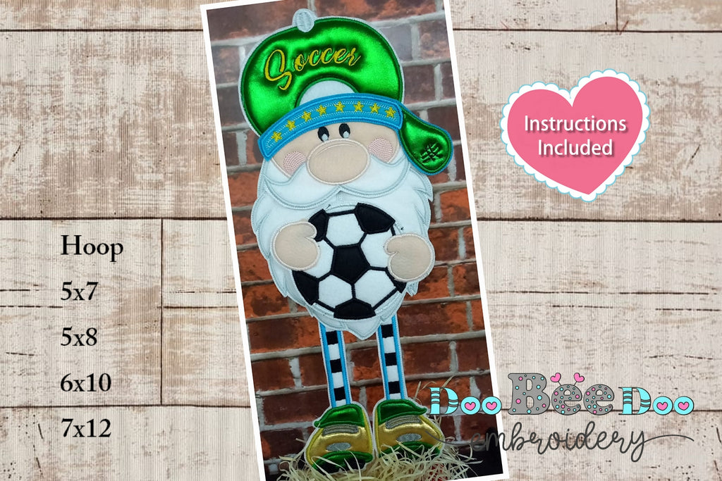 Soccer Gnome Embroidery Project - ITH Applique