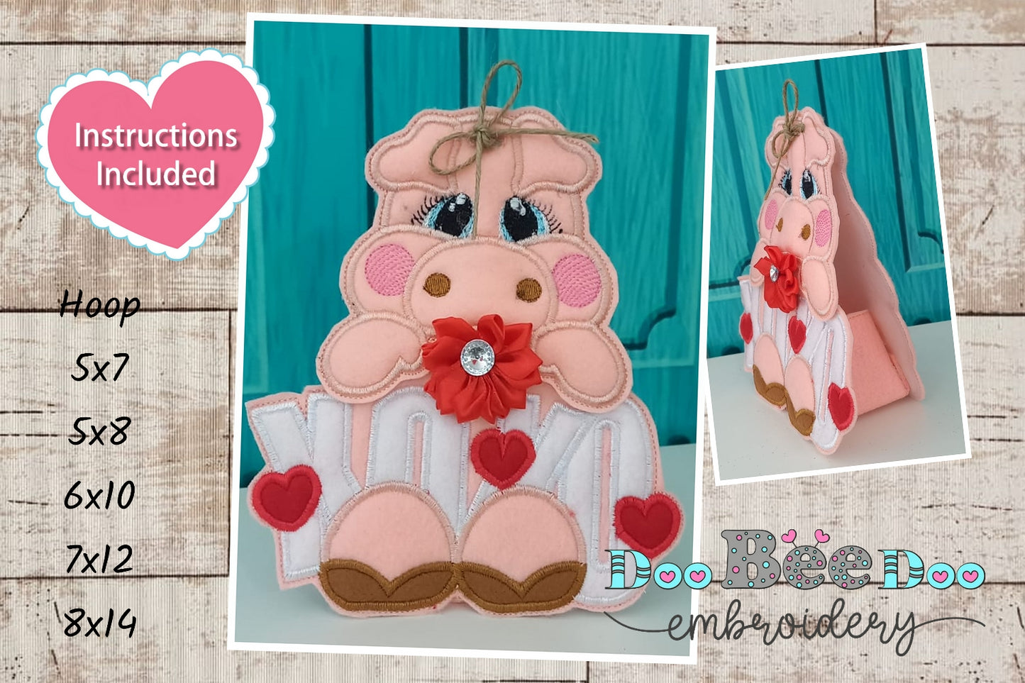 Pig box for Valentine's Day - ITH Project - Machine Embroidery Design