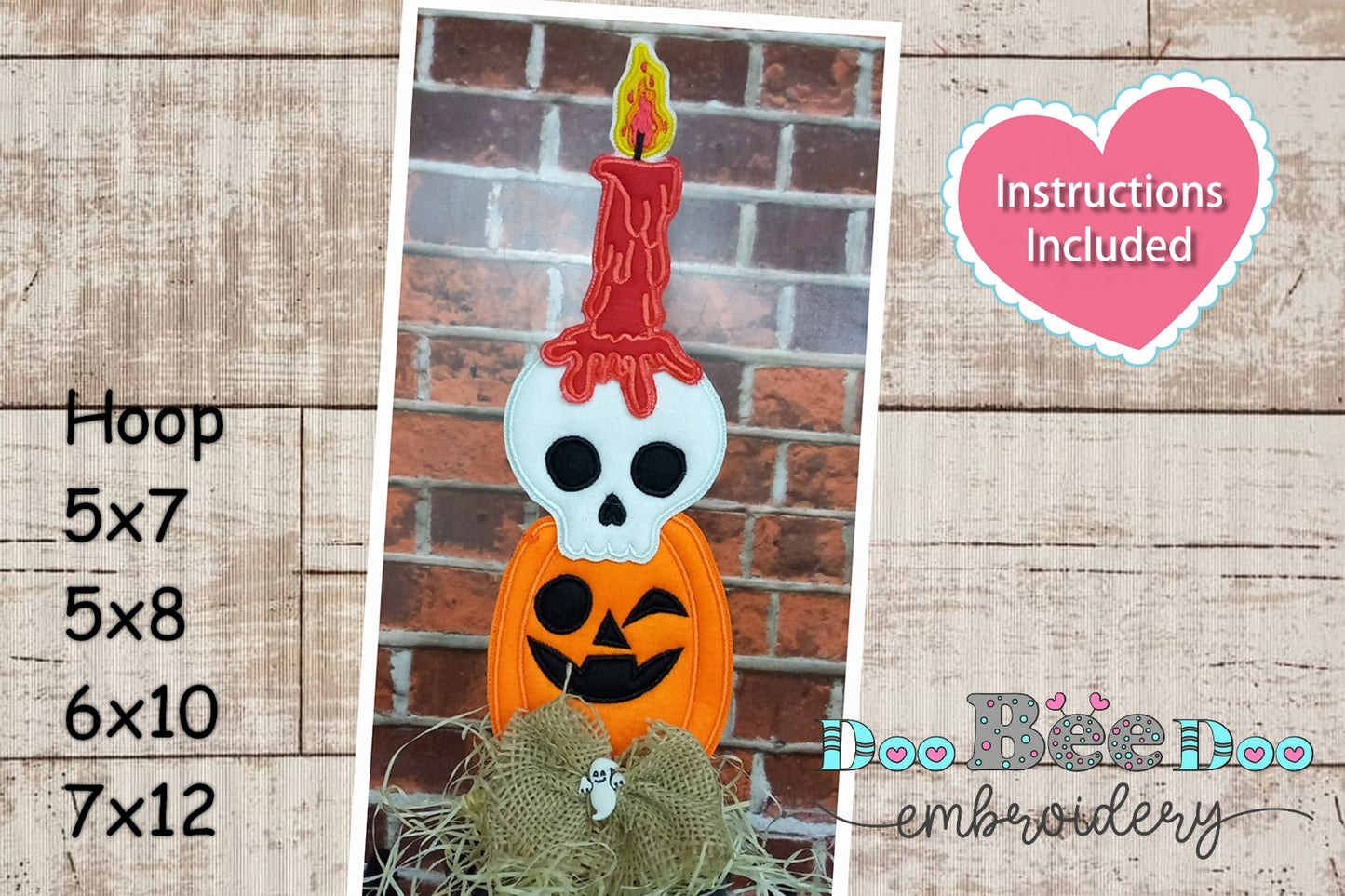 Head Candle and Pumpkin for Halloween - ITH Project - Machine Embroidery Design