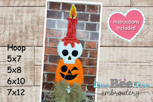 Head Candle and Pumpkin for Halloween - ITH Project - Machine Embroidery Design