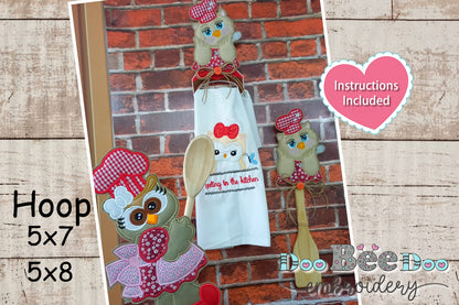 Owl Set of 3 Designs - ITH Project - Machine Embroidery Design