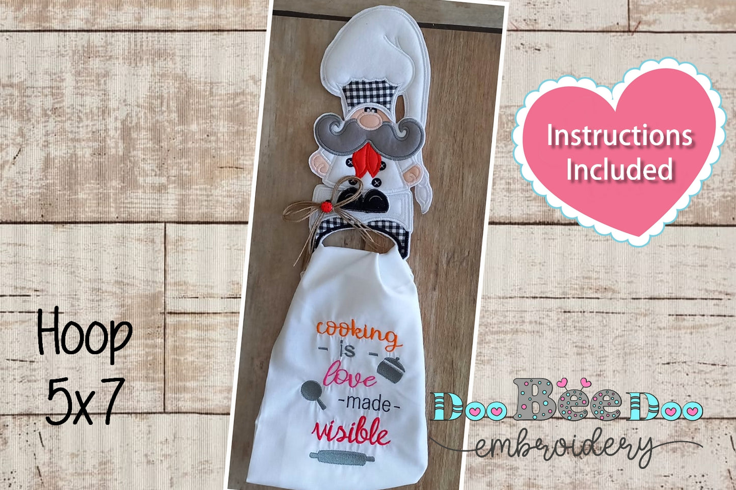 Gnome Chef Dishcloth Holder - ITH Project - Machine Embroidery Design