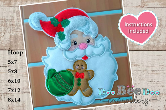 Santa Claus Holding a Gingerbread - ITH Project - Machine Embroidery Design