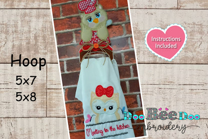 Owl Dish Towel Holder - ITH Project - Machine Embroidery Design