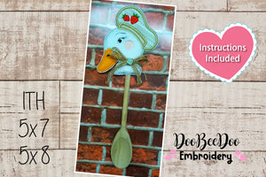 Wood Spoon Duck Apply - ITH Project - Machine Embroidery Design