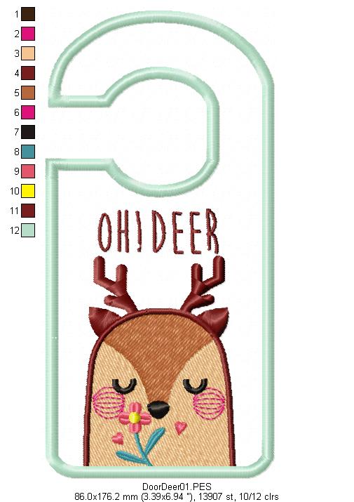 Cute Deer Door Hanger - ITH Project - Machine Embroidery Design