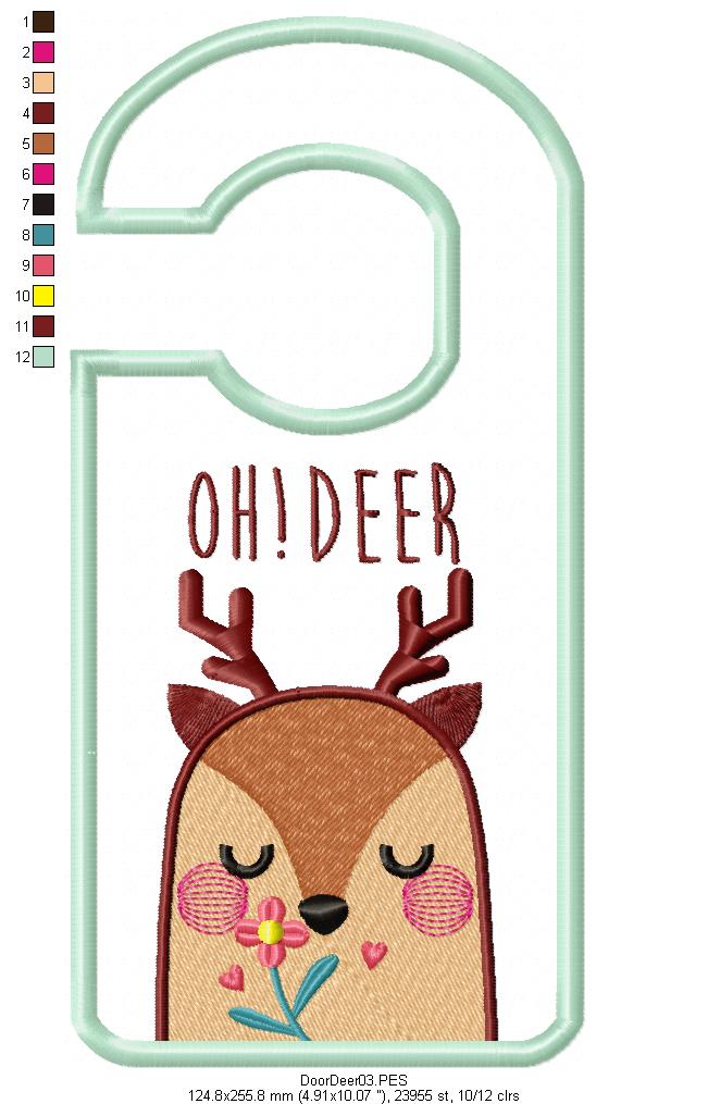 Cute Deer Door Hanger - ITH Project - Machine Embroidery Design