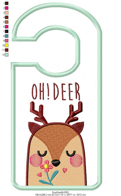 Cute Deer Door Hanger - ITH Project - Machine Embroidery Design