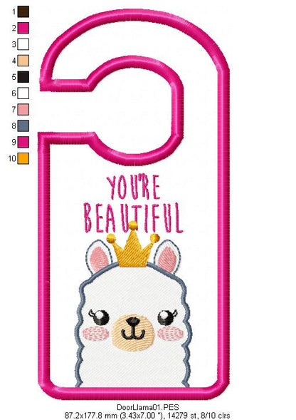 Cute Llama Door Hanger - ITH Project - Machine Embroidery Design