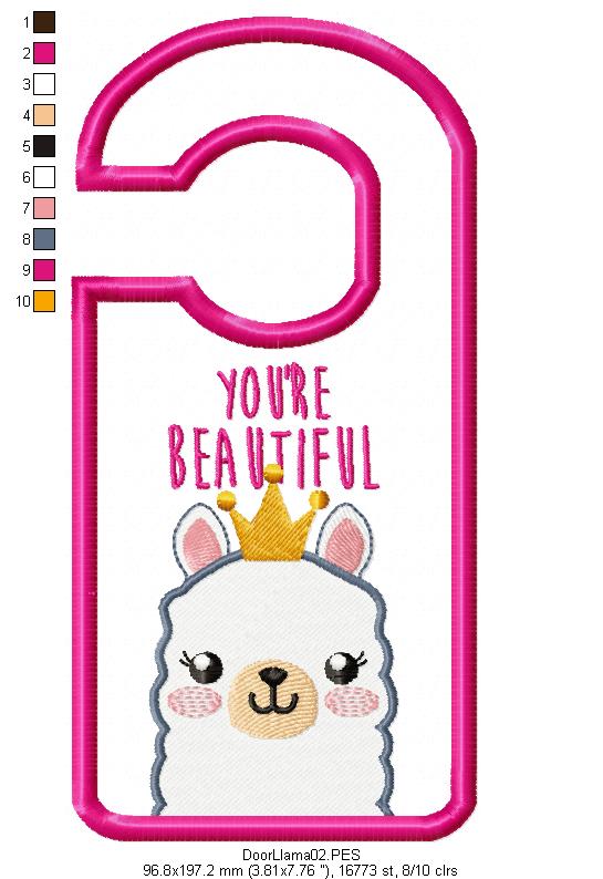 Cute Llama Door Hanger - ITH Project - Machine Embroidery Design