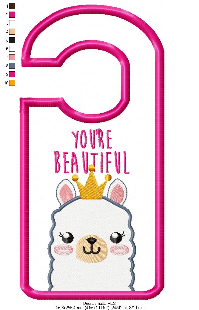 Cute Llama Door Hanger - ITH Project - Machine Embroidery Design