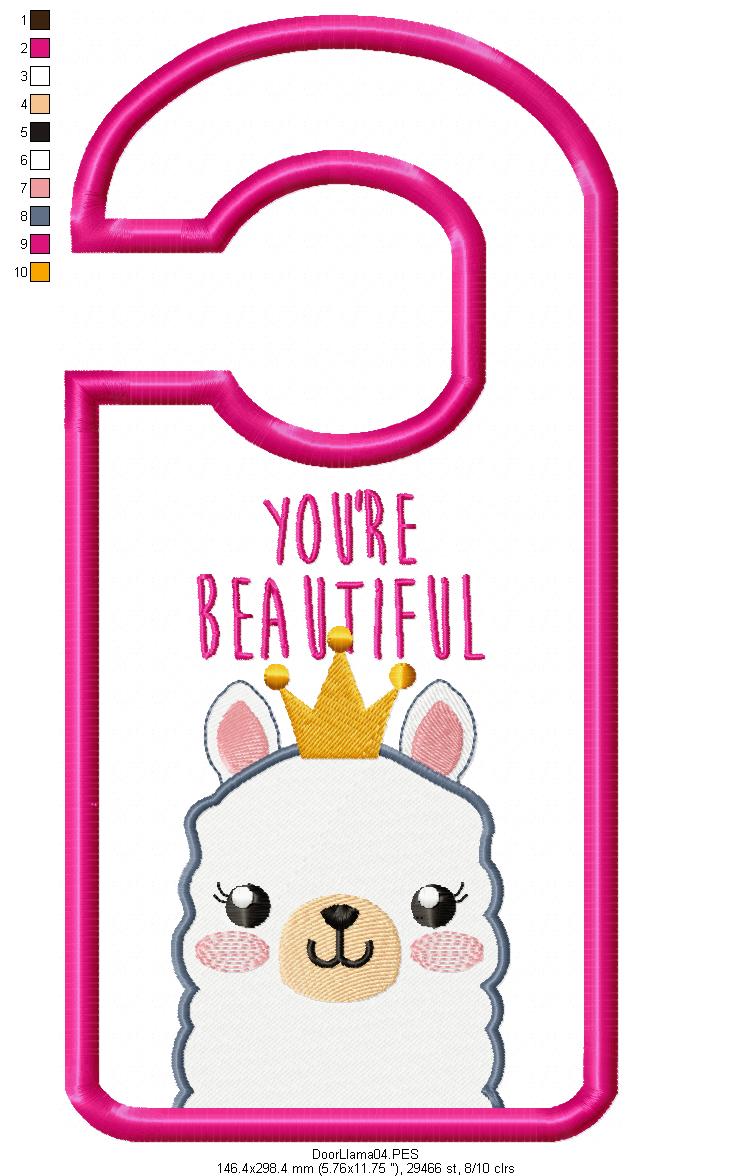 Cute Llama Door Hanger - ITH Project - Machine Embroidery Design