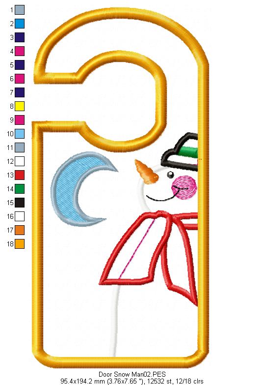 Snowman Door Hanger - ITH Project - Machine Embroidery Design
