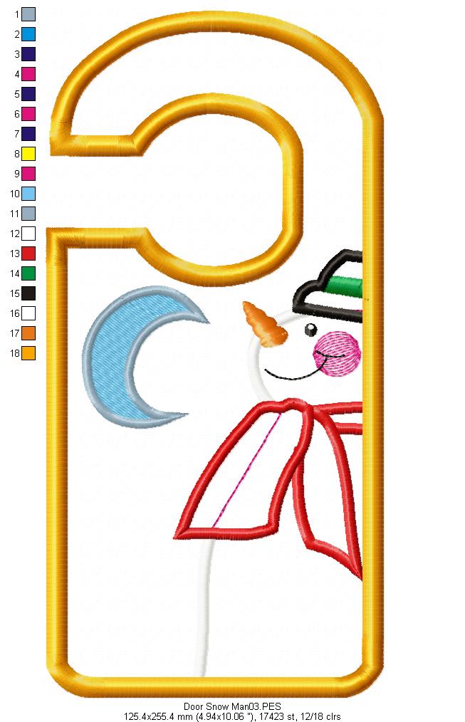 Snowman Door Hanger - ITH Project - Machine Embroidery Design