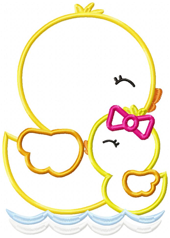 Duck Mom and Daughter – Applique Stitch – Machine Embroidery Design