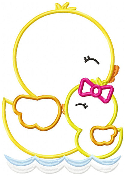 Duck Mom and Daughter – Applique Stitch – Machine Embroidery Design