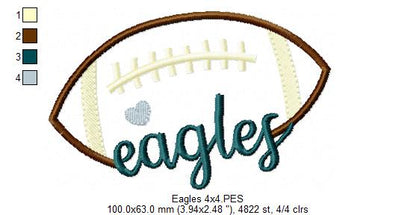 Football Eagles Ball - Fill Stitch - Machine Embrodiery Design
