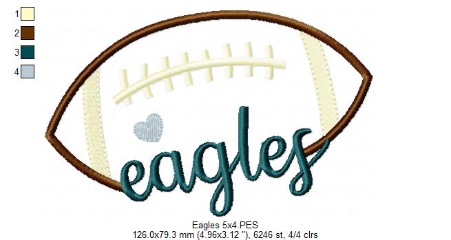 Football Eagles Ball - Fill Stitch - Machine Embrodiery Design