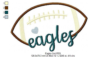 Football Eagles Ball - Fill Stitch - Machine Embrodiery Design