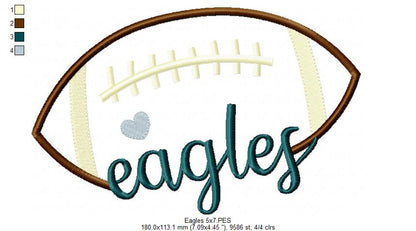 Football Eagles Ball - Fill Stitch - Machine Embrodiery Design