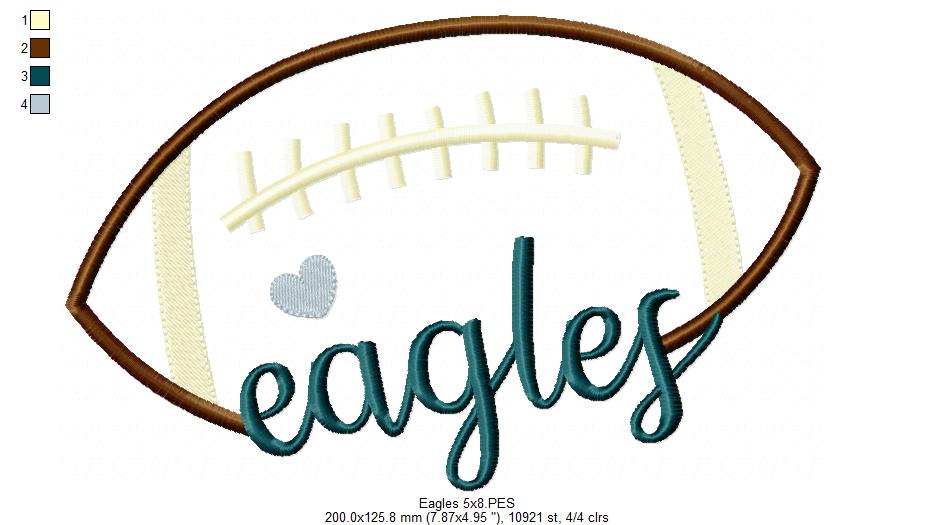 Football Eagles Ball - Fill Stitch - Machine Embrodiery Design