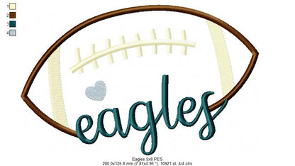 Football Eagles Ball - Fill Stitch - Machine Embrodiery Design