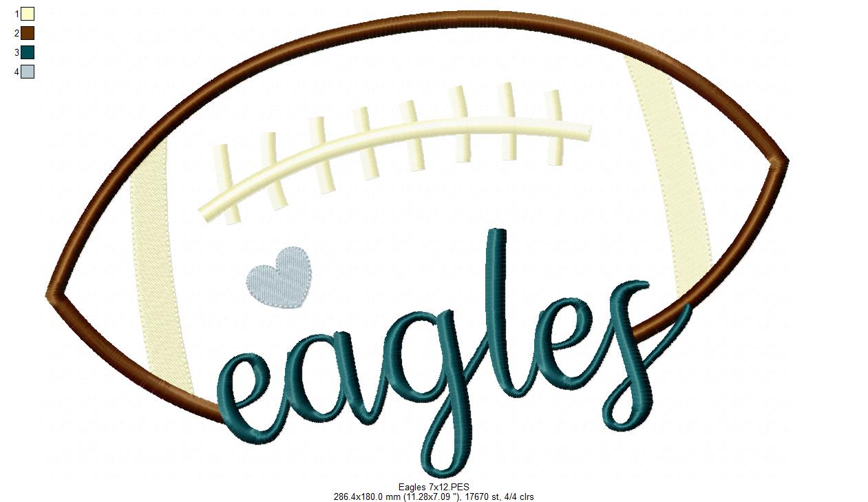 Football Eagles Ball - Fill Stitch - Machine Embrodiery Design