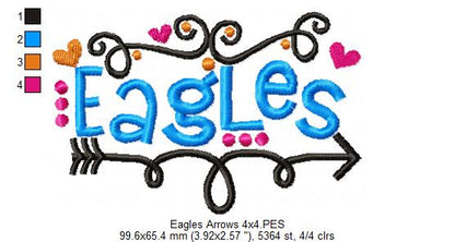Eagles Fun Arrows - Satin Stitch - Machine Embroidery Design