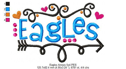 Eagles Fun Arrows - Satin Stitch - Machine Embroidery Design