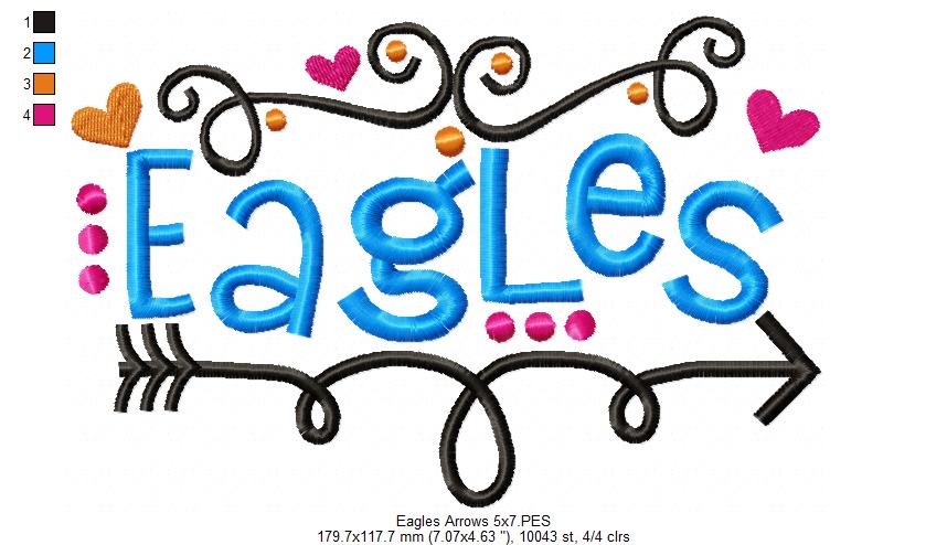 Eagles Fun Arrows - Satin Stitch - Machine Embroidery Design
