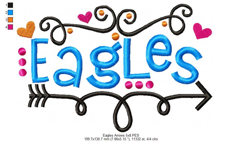 Eagles Fun Arrows and Hearts - Fill Stitch
