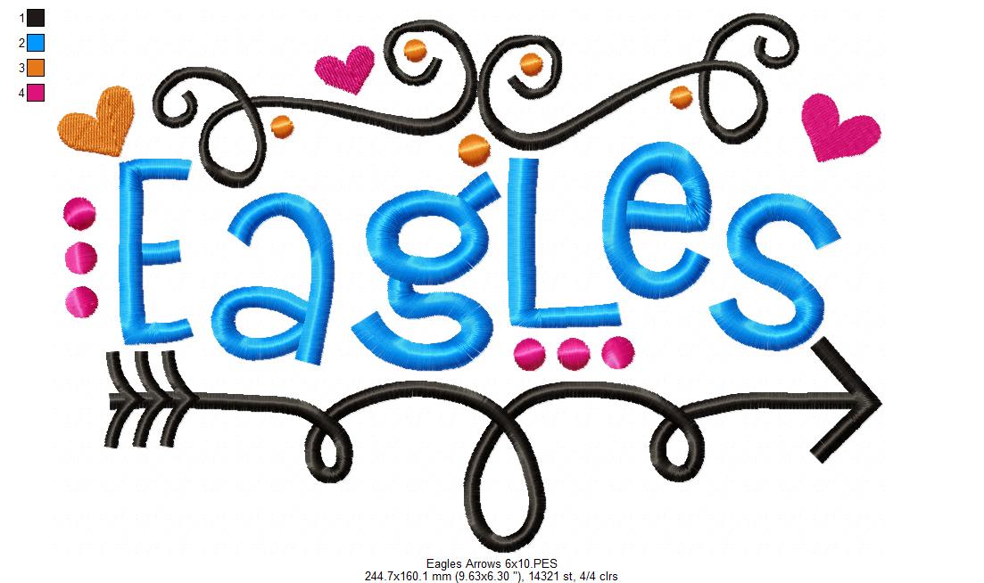 Eagles Fun Arrows - Satin Stitch - Machine Embroidery Design