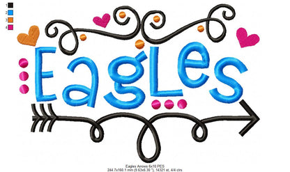 Eagles Fun Arrows - Satin Stitch - Machine Embroidery Design