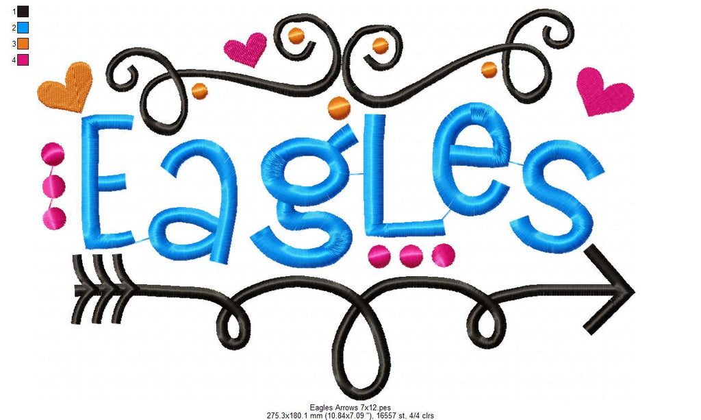 Eagles Fun Arrows and Hearts - Fill Stitch