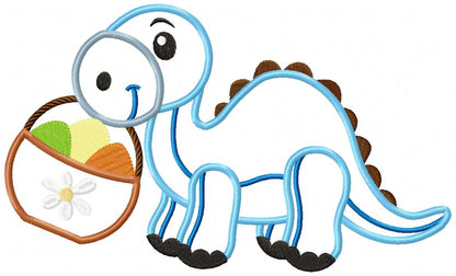 Easter Dinosaur with Basket - Appliqué – Machine Embroidery Design