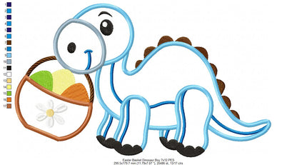 Easter Dinosaur with Basket - Appliqué – Machine Embroidery Design