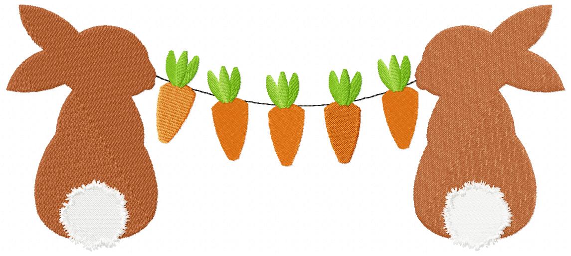 Easter Bunny Boy with Carrots - Fill Stitch