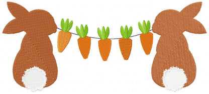 Easter Bunny Boy with Carrots - Fill Stitch